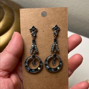 Sparkling Blue Crystal Drop Earrings - Women's Jewelry